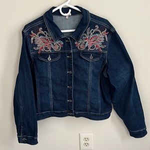Embroidered Reba Blue Jean Jacket Women’s Size XL